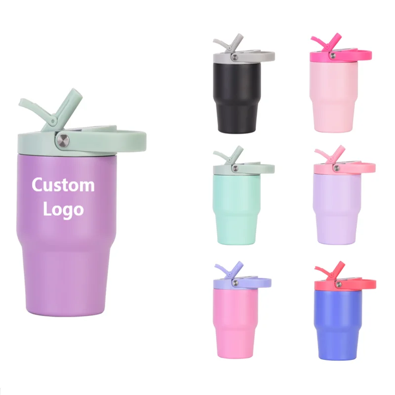 Custom logo 14oz Double Wall Stainless Steel Vacuum Higher Quality 302g Insulated Tumbler with Colored Foldable Handle Lid