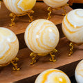Yellow Calcite Spheres Calcite Yellow Stone Crafts Crystal Spheres for Unique Home Decor