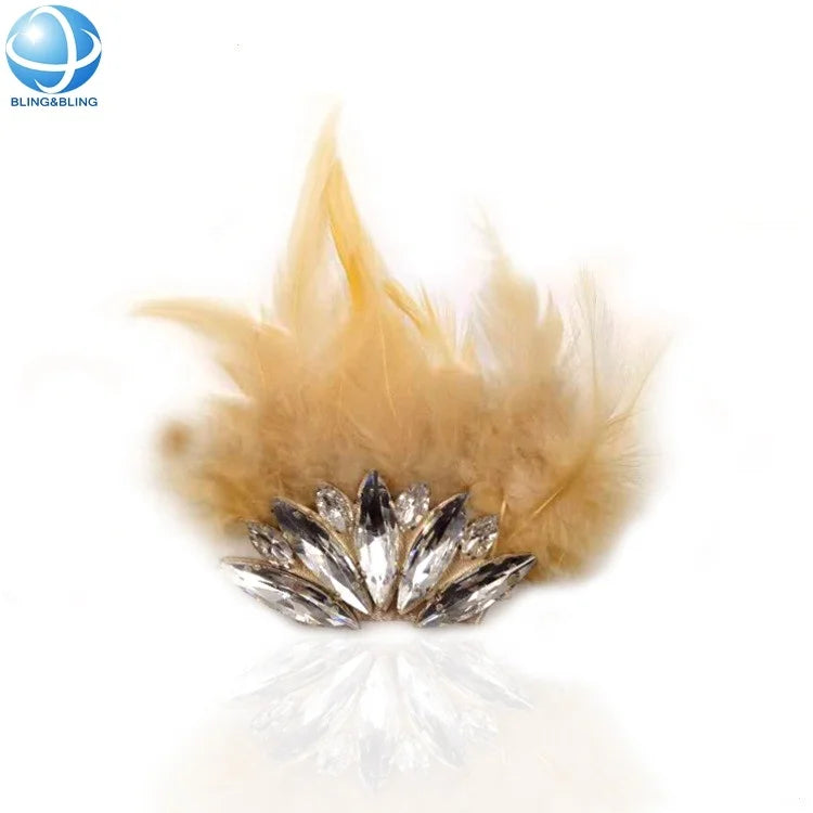 Velvety Feather Rhinestone Shoes Brooch Decorative Detachable Shoe Clips for Ladies Wedding Shoes High Heels Sandals Accessories