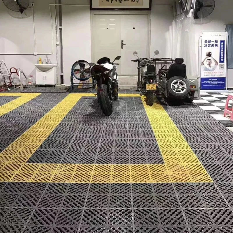 Car Wash Spliced Grille Plate Free Grooving Anti-Slip Plain PVC Interlocking Indoor Garage Floor Tiles