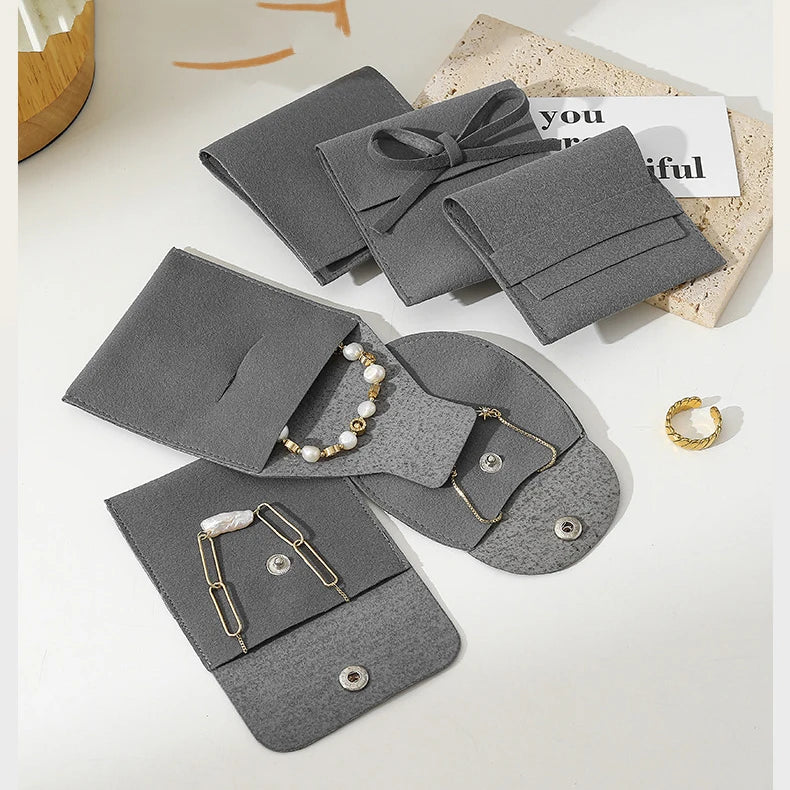 New Arrive Custom Logo Envelope Package Pouch Jewelry Packaging Suede Microfiber Velvet Jewelry Pouches