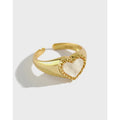 Heart Ring Shell Natural Stone Gold Plated 925 Sterling Silver Rings for Women Wedding Gift