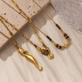 18k Pvd Gold Stainless Steel Sea Horse Pendant Necklace Maillard Ins Style Niche Tiger Eye Stone Necklace for Women