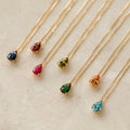 G2649 Wholesale Stainless Steel Gold Plated Teardrop Waterdrop Water Tear Drop Zircon Birth Stone Birthstone Necklaces