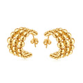 Metal Balls Beaded C-shaped Half Round Earrings for Women Girls Fashion Exquisite Titanium Steel Ins Jewelry 2023 Trend