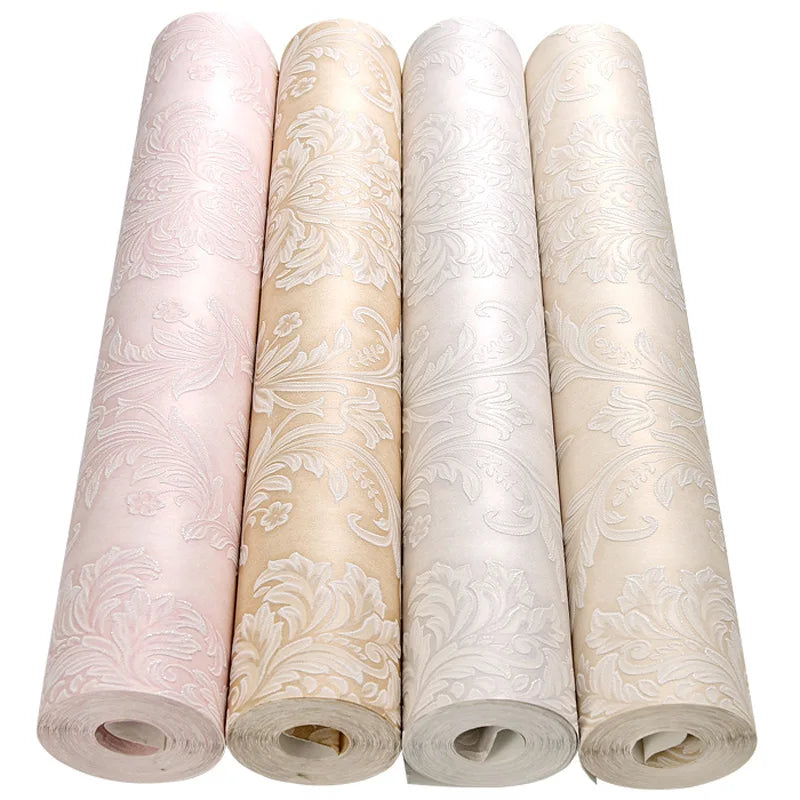 2022 Europe Damask 3D Non Woven Wallpaper Florals Paper Rolls Wholesale
