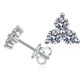 S925 Sterling Silver Charm Moissanite Earrings with Three-Petal Grass Petals Classic Style for Women MegaBDM