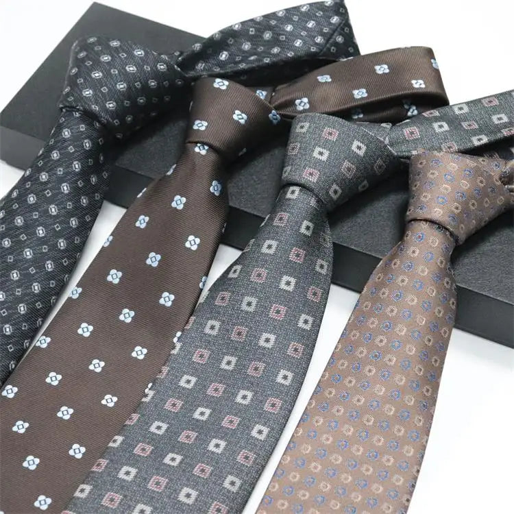 Wholesale Classic Woven Jacquard Polyester Formal Mens Neck Ties with Floral and Striped Patterns