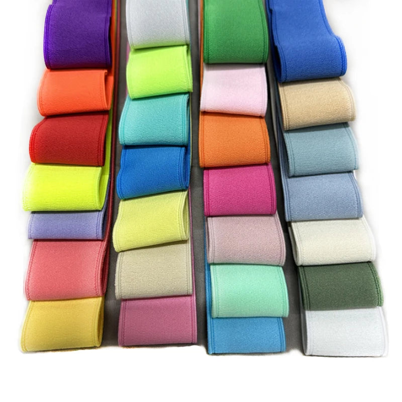 4cm Solid 50 Colors Stock Soft Nylon Plain Thicker 2mm Elastic Band Garment Oeko-Tex Certified Jacquard Technique Custom Webbing