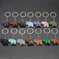 Natural Healing Crystal Agate Stone Elephant Keychain Pendant Stereo Carved Animal Elephant Bag Pendant for Gift