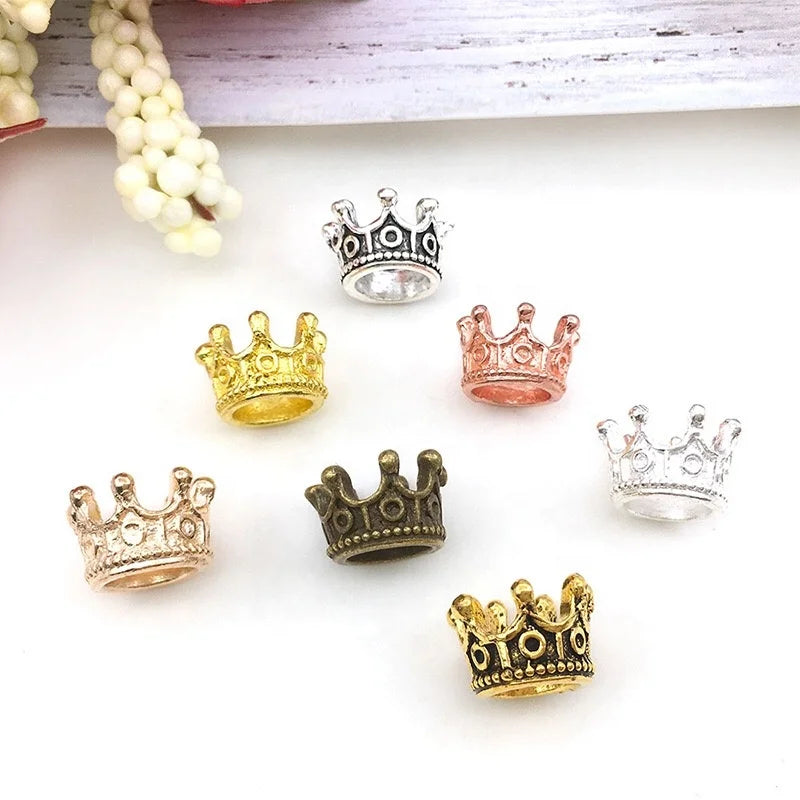 Micro Pave Metal Women Accessories Supplies Findings Gold Plated Crown Beads Charms for Jewelry Making