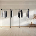 Modern Black Industrial Metal Clothing Rack Wall Mounted Walk-in Closet Retail Display Hanging Rod for Bathroom Kitchen Jewelry