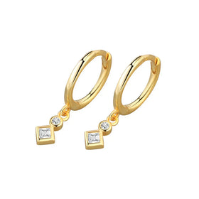 Foreign Trade Geometric Earrings High Sense European and American Cross-border Square Diamond Earring