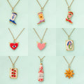 Latest Custom Copper Gold Plated Necklace Pendant with Enamel Heart and Eyes Link Chain for Women