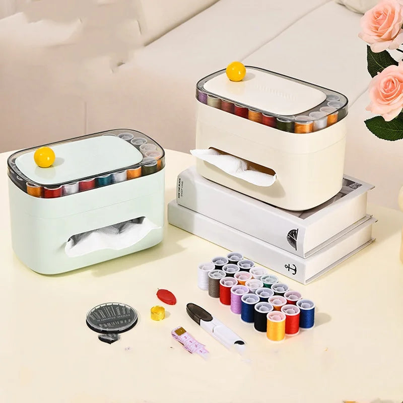 28Pcs/set Portable Mini Travel Household Sewing Box Set Sewing Kit Modern Multifunctional Home Tools Storage Box