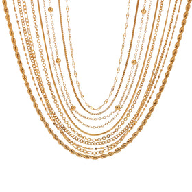 Minimalist Various Link Chain Choker Necklace 18K Gold & Stainless Steel Non-Tarnish with Pearl and Diamond-Price