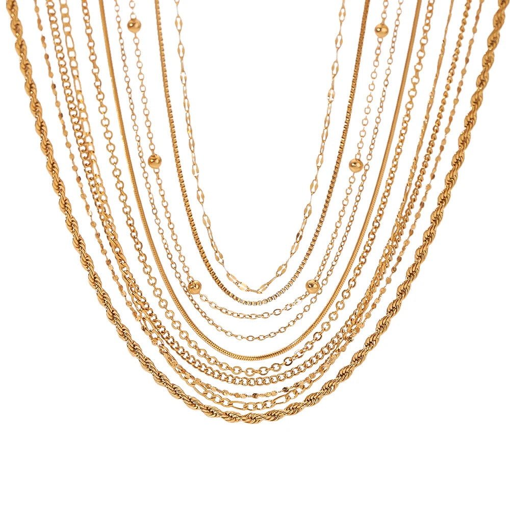 Minimalist Various Link Chain Choker Necklace 18K Gold & Stainless Steel Non-Tarnish with Pearl and Diamond-Price