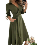 Hot Selling Bow Belt Super Short Sexy Dresses Deep V Front Design Striped Edge Irregularity Casual Dress for Women