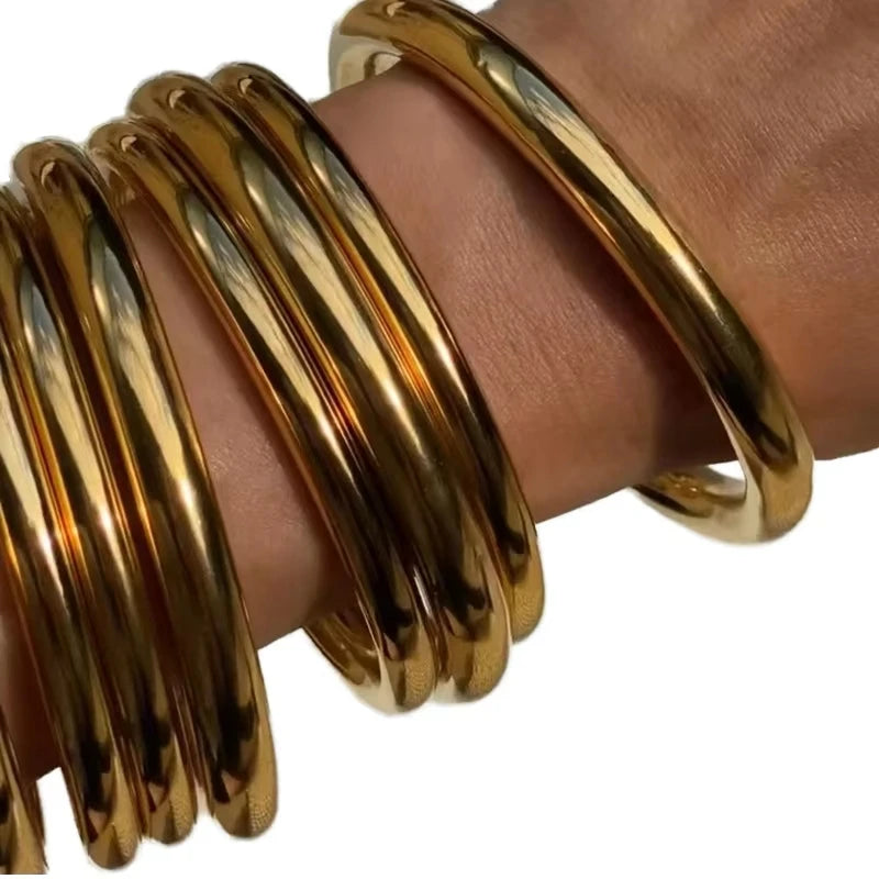 European American Style 18K Gold Bracelet Stainless Steel Elegant Ins Fashionable Bangle