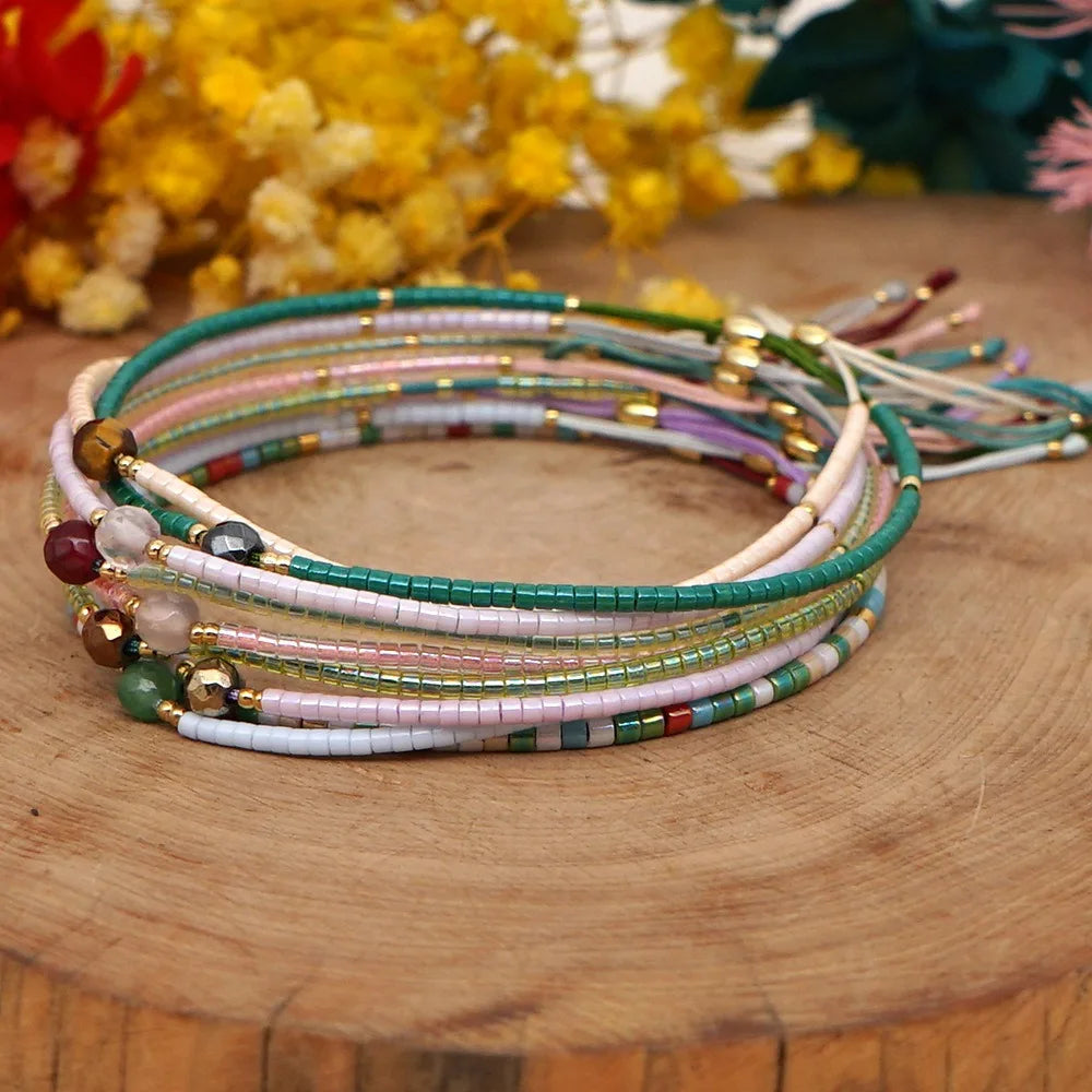 Wholesale Bohemian Style Semi-Precious Stone Bracelet Colorful Beaded Classic Lucky Jewelry for Gifts