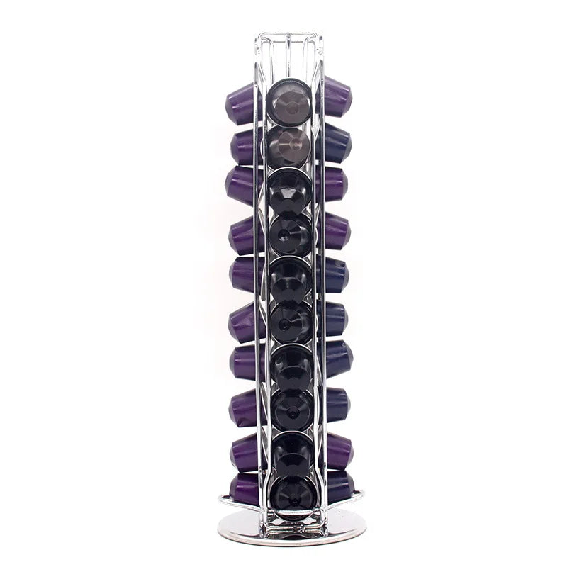 Iron Metal Rotating Four-Tier Standing Type Hand Tools Nespresso Coffee Capsules Holder Rack Display Stand Storage