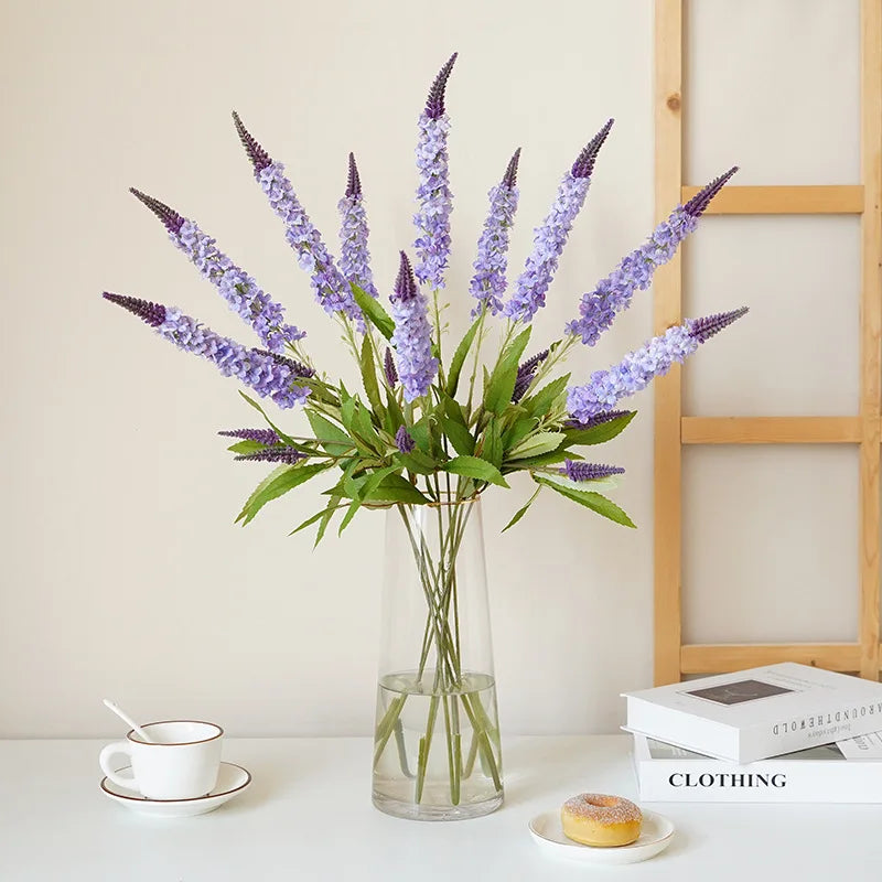 Wholesale Simulation Single Long Stem Silk Lavender Flowers for  Home Decor Flower Material