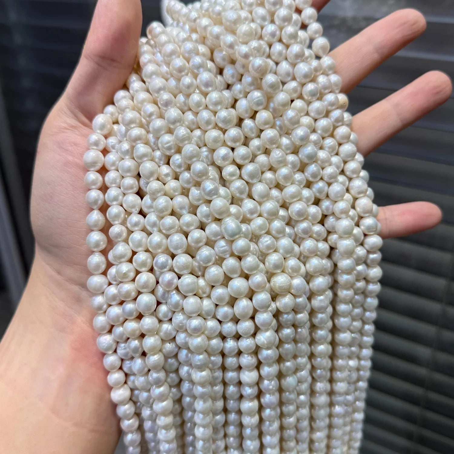 Wholesale Natural Pearls 6-7mm Freshwater Pearl Necklace String Strand 39cm for DIY Jewelry