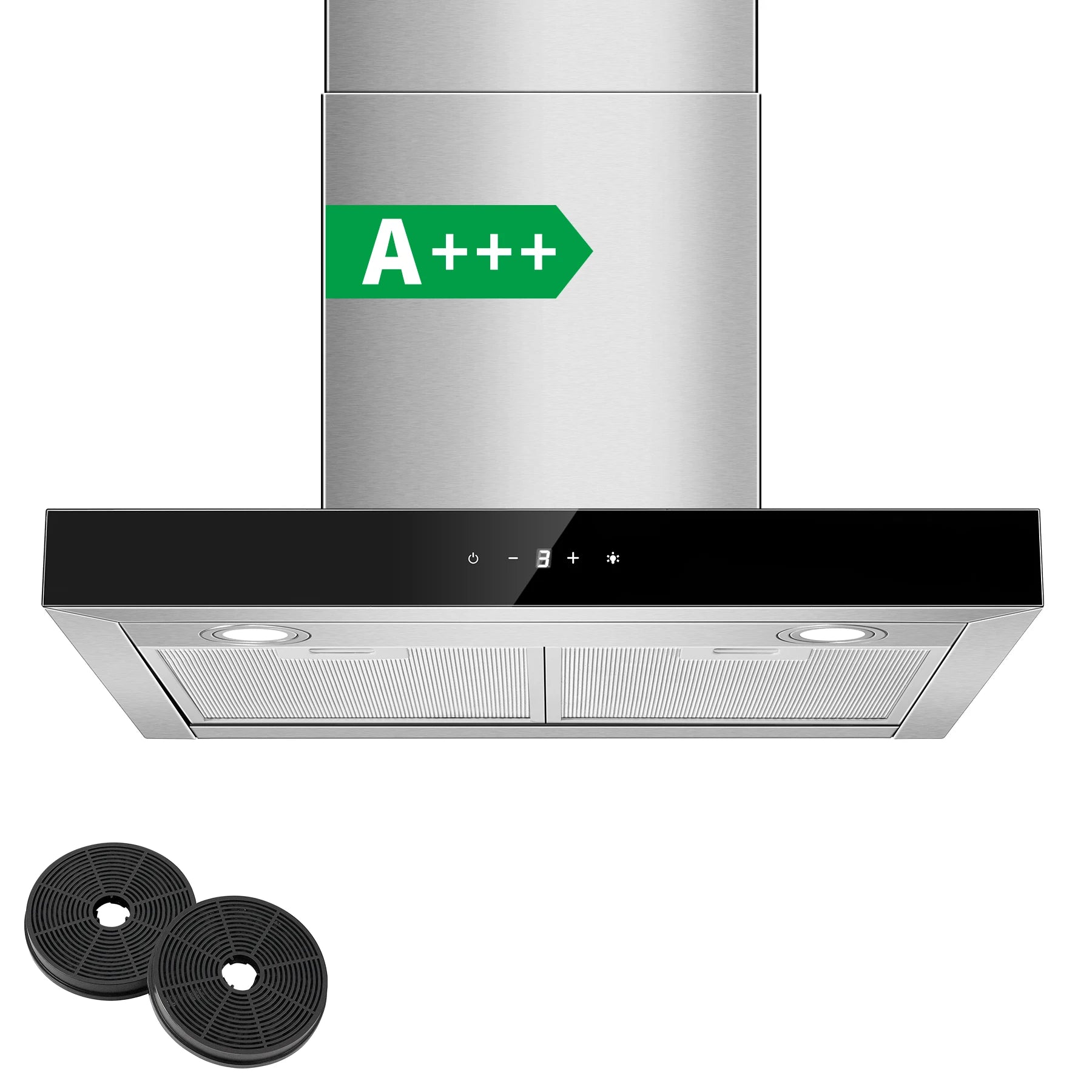 Cooker Hood Class A+++ Kitchen Extractor Fan Stainless Steel Extractor Hood with Carbon Filters Recirculating & Ducting