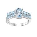 Abiding Christmas Ring 925 Sterling Silver Natural Sky Blue Topaz Oval Tourmaline Ring With Custom Logo Custom Gemstone Service