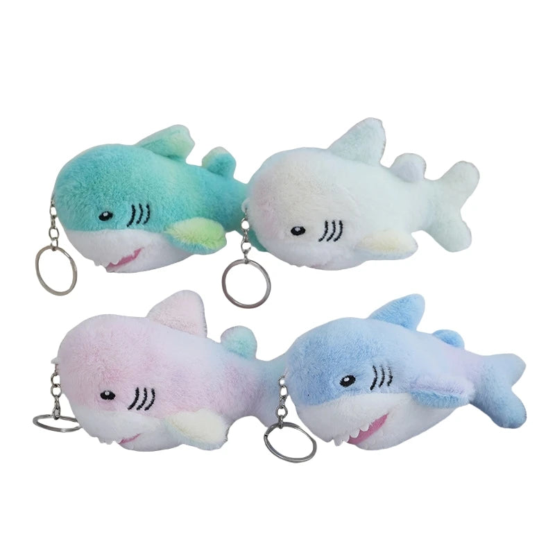 Wholesale Shark Plush Keychains Toys Stuffed Animal Doll Shark Key Chains Keyring Rainbow Ocean Themed Plush Toys Shark Keychain