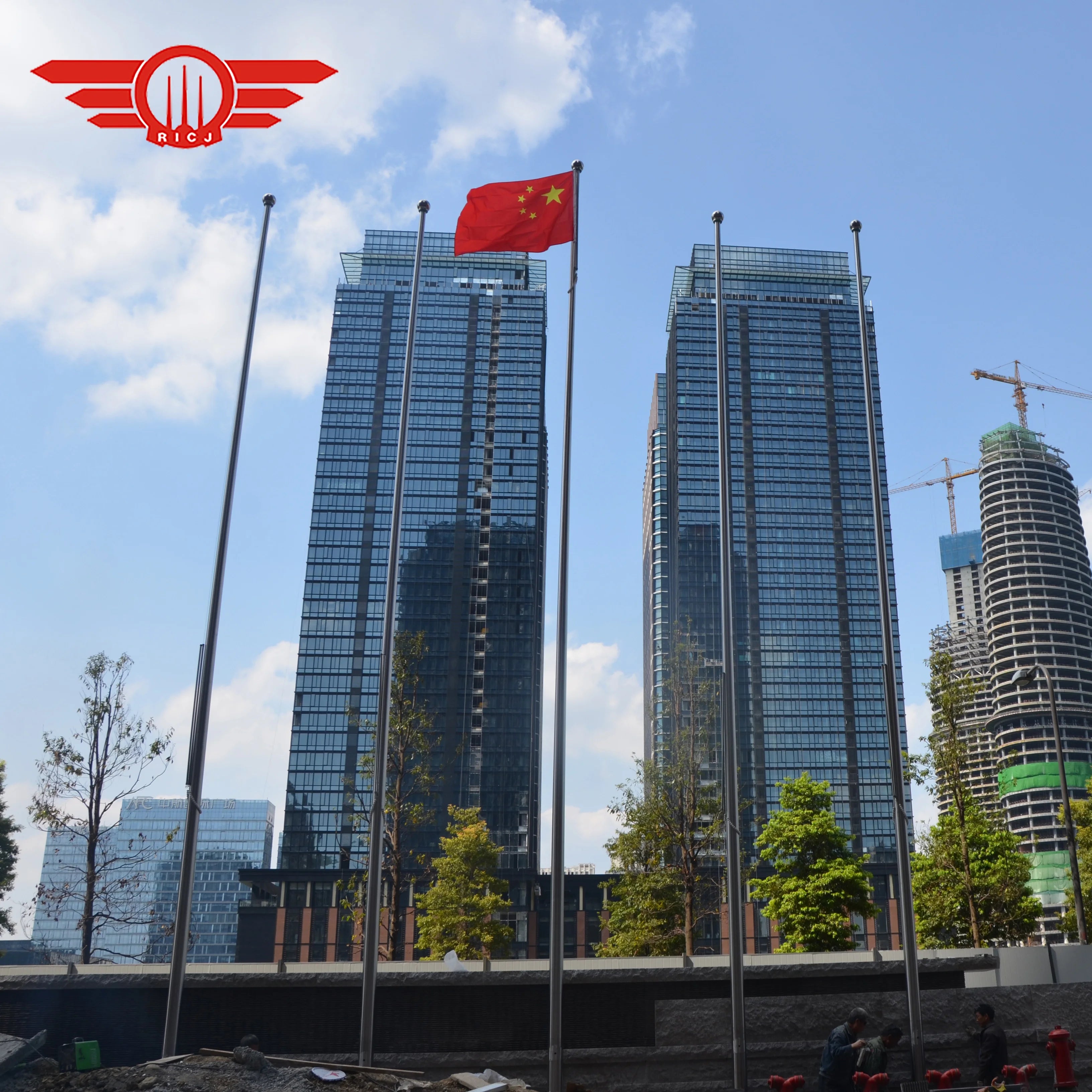 Flagpole Manufacturer 304 Stainless Steel Conical Flagpole Electric Hand Waving Flag Pole 12m
