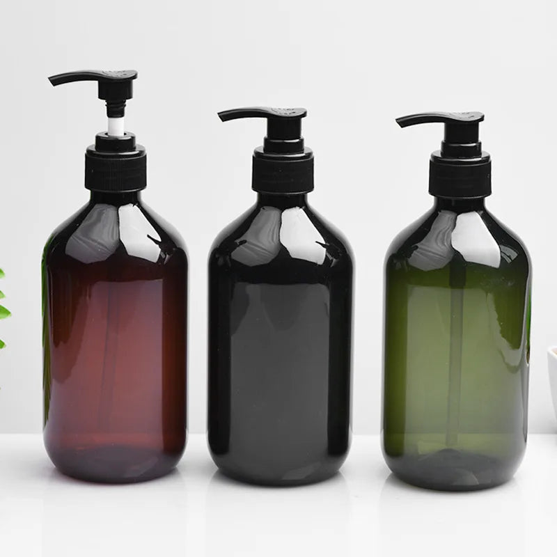 Custom 300ml 500ml Amber Green Transparent Black White Plastic PET Shampoo Bottle Hair Oil Bottle With Lotion Pump