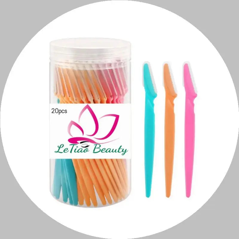 Private Label 20pcs Eyebrow Trimmer Set Toothed Eyebrow Razor Set Shaver Facial Razor with Safety Cover