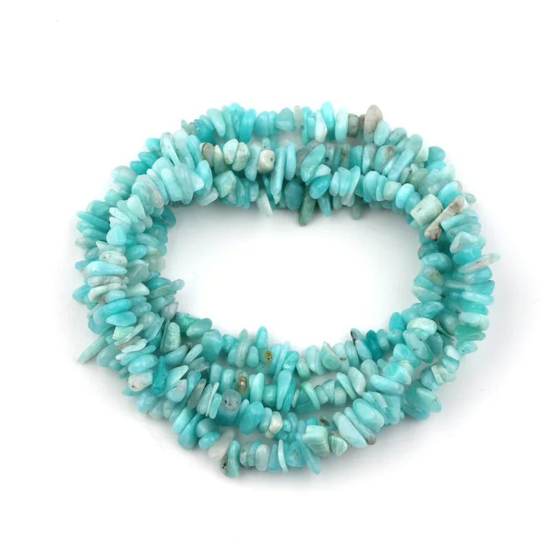 Natural AA Blue Amazonite Gemstones Smooth Tumbled Chips Beads Free-Form Irregular Shaped Loose Beads