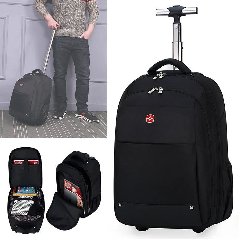 Waterproof Wheeled Trolley Backpack Polyester Large Capacity Backpack Good Quality Travel Bag