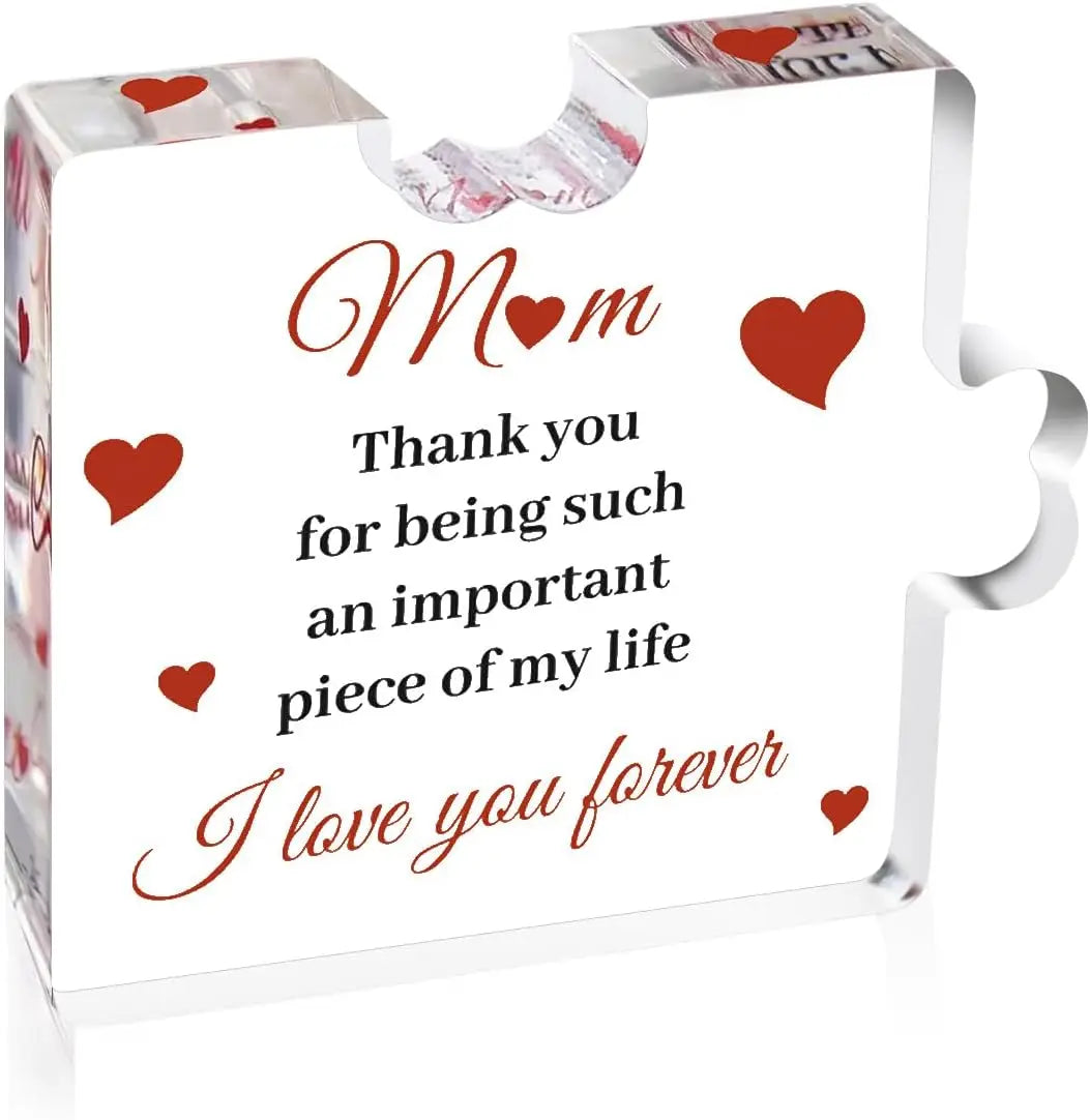 Thoughtful Birthday Christmas Gifts Mom Engraved Acrylic Block Puzzle Display Rack Heartwarming Present Mom Dad Son Daughter Mom
