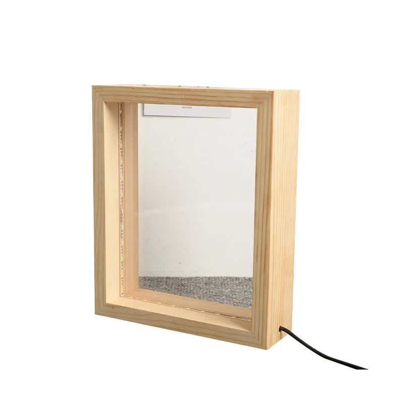 Usb Wooden Table Lamp Bedroom Decoration Photo Frame Lamp Acrylic 3d Night Light Decor Ornaments Couples Gift