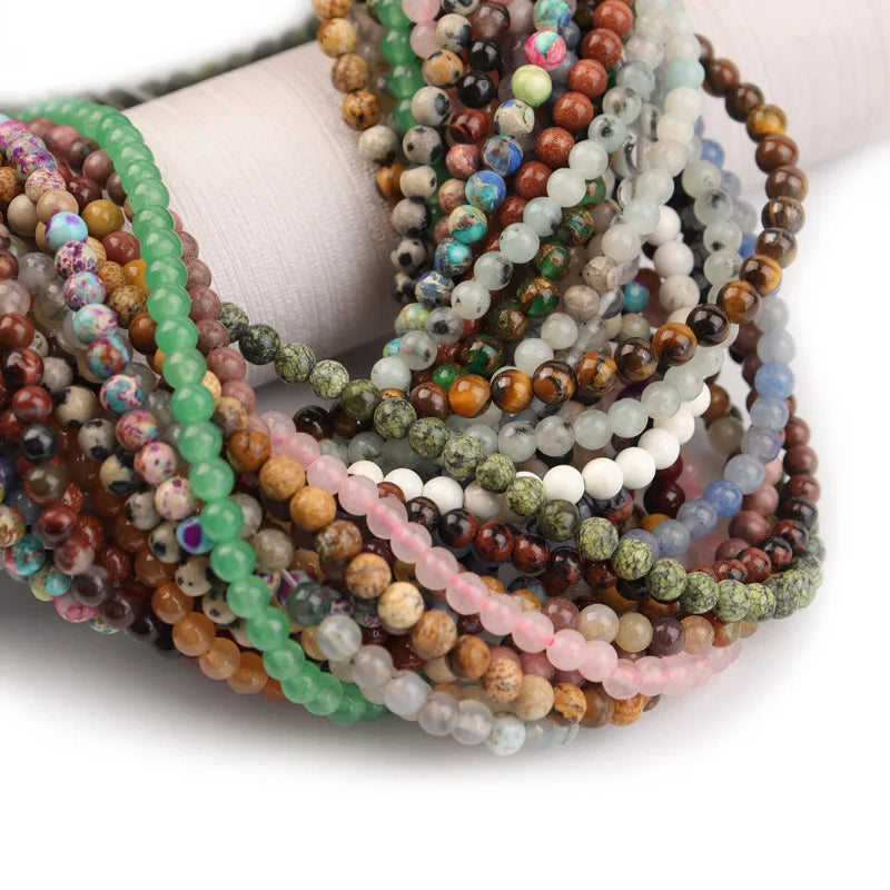 Factory Wholesale 4mm Round Smooth Gemstone Loose Beads Agate / Turquoise / Lepidolite Loose Nature Stone Beads