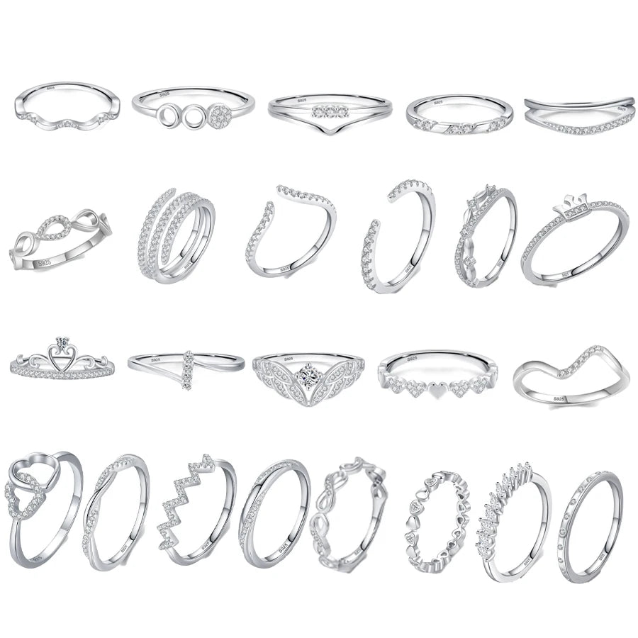 Spot Good OEM ODM Wholesale Cubic Zirconia Rings Sterling Silver 925 Rhodium Plated Wedding Engagement Eternity Ring
