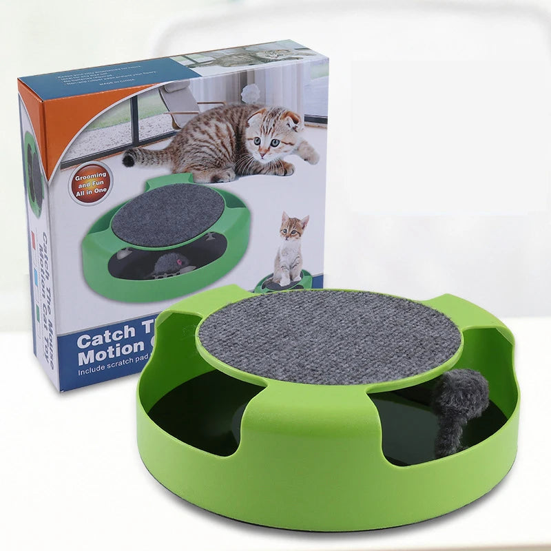 Auto Rotate Mouse Cat Toy the Mouse House Cat Toy Interactive Scratching Pad Scratcher Rotating Cat Mouse Toy