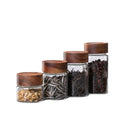 Eco Friendly Glass Storage Jar for Honey Spice Airtight Container with Acacia Wood Screw Lid