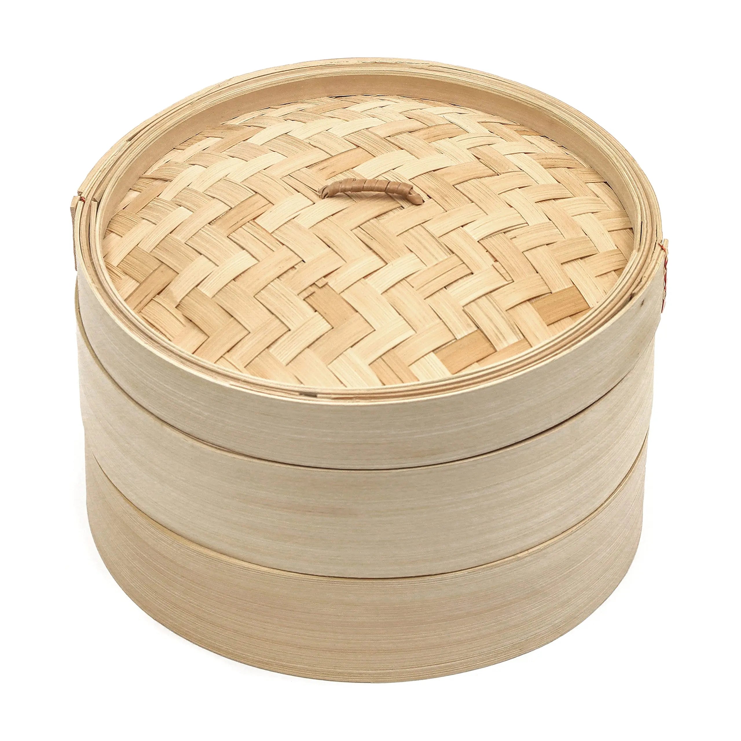 ESTICK 10 Inch 2 Tier Natural Luo Bamboo Steamer Classic Traditional Craft Design Handmade Eco-Friendly 3L Capacity Gas