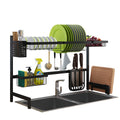 PYJ 65cm/25.6in Stainless Steel Kitchen Dish Drying Rack 2 Tiers with Removable Drain Board Storage Shelf for Dish Sink Rack