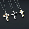 High Polish Stainless Steel Screw Cross Pendant with Chain Necklace for Men