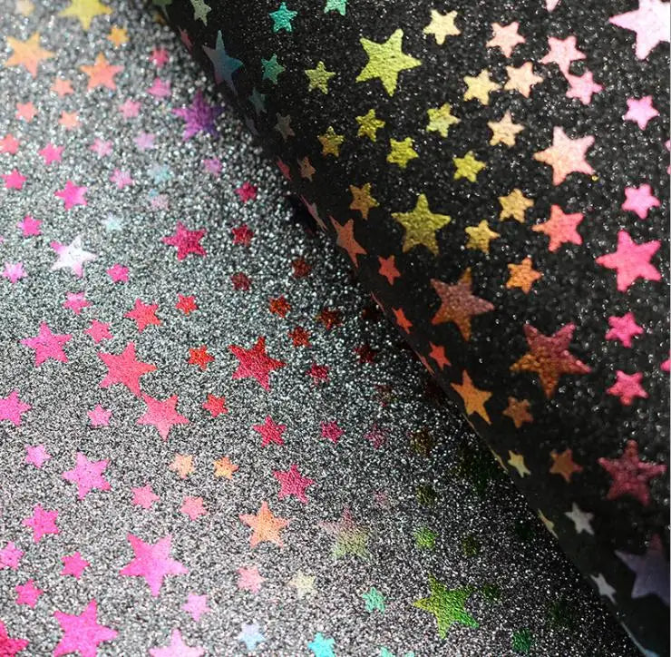 Waterproof Decorative Spots Broken Glass Pattern Iridescent Smooth Surface Shiny PU Faux Leather Fabric for Garment Home Decor