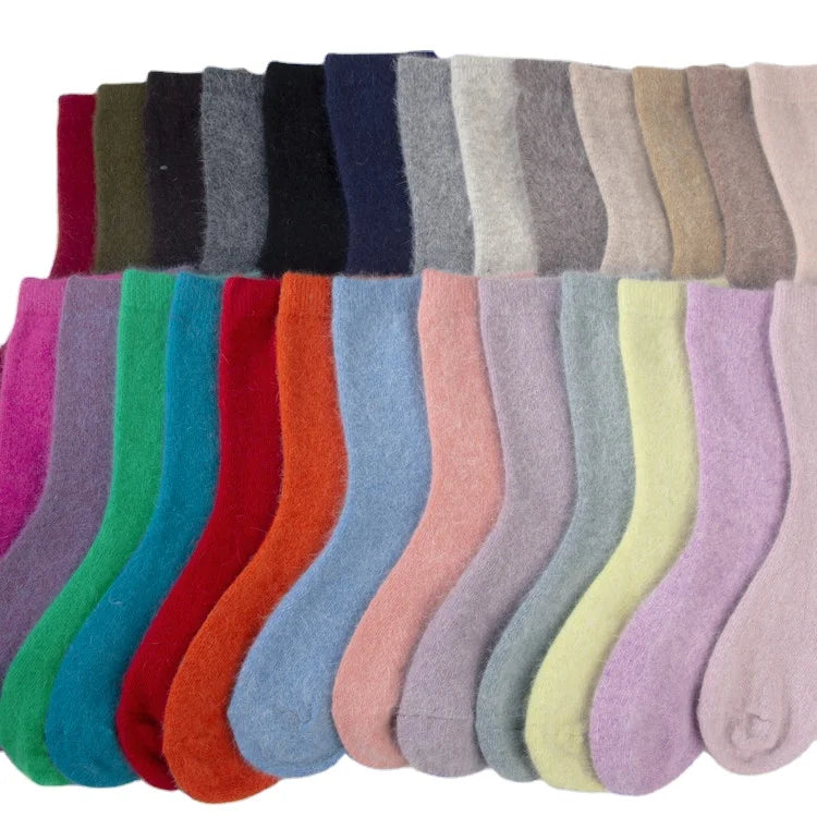 Thick Solid Color Rabbit Wool Breathable Comfortable Casual Autumn Winter Women Socks