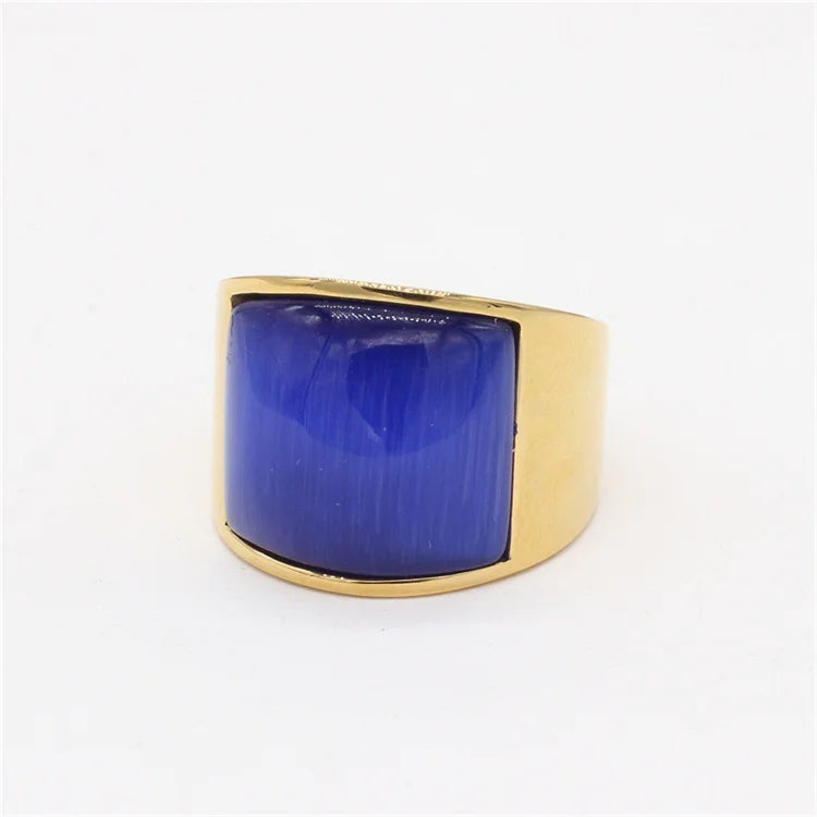 Personalized Jewelry Chunky Rings 18k Gold Plated Opal Stone Charm Rings for Men