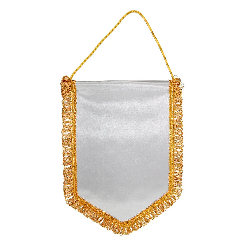 Cheap Wholesale Blank White Football Club Fans Pennant DIY Tassel Flags With Your Brand