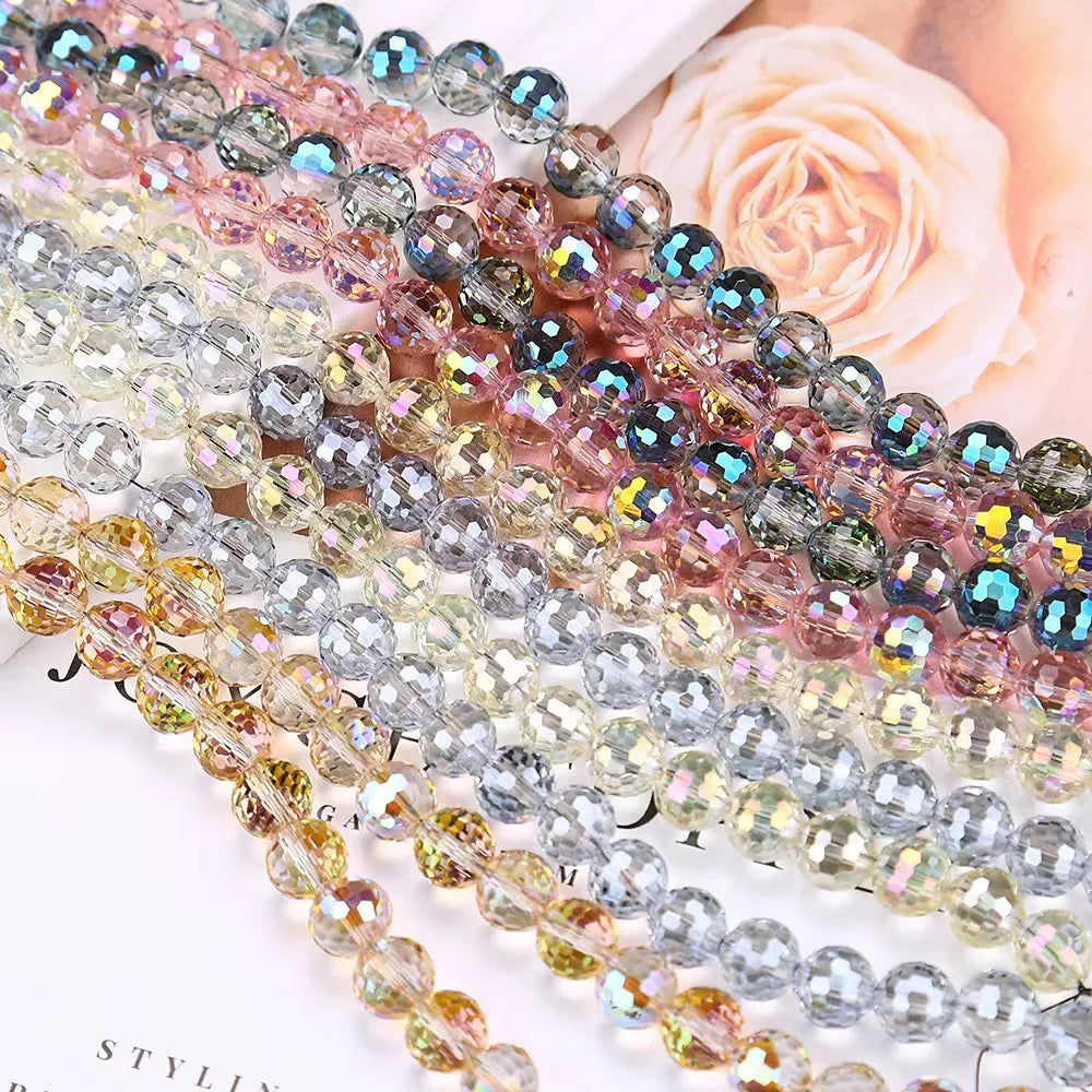 Wholesale  6mm 8mm 10mm Multicolour Faceted Beads 96-sided Crystal Glass Beaded Handmade DIY Accessories  for Jewelry Making