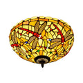 16 Inch Tiffany Bedroom Lamp Bar Yellow Stained Glass Semi Retro Dragonfly Price Fan With Light Panel Modern Led Ceiling Lights